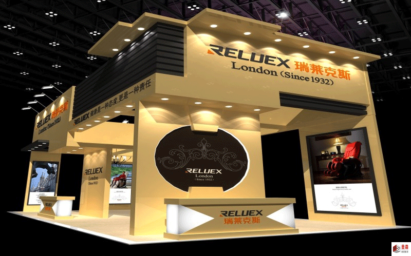 植物家园商贸展台暖金质感立面 + 圆形自然图腾 + 开放式展陈